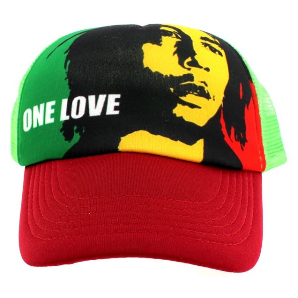 Καπέλο jockey πράσινο με φιλέ και κόκκινο γείσο ''ONE LOVE