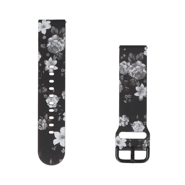 Λουράκι Σιλικόνης Μαύρο Με Ασπρόμαυρα Λουλούδια Για Smartwatch 22MM Αξεσουάρ Κινητών/Tablet