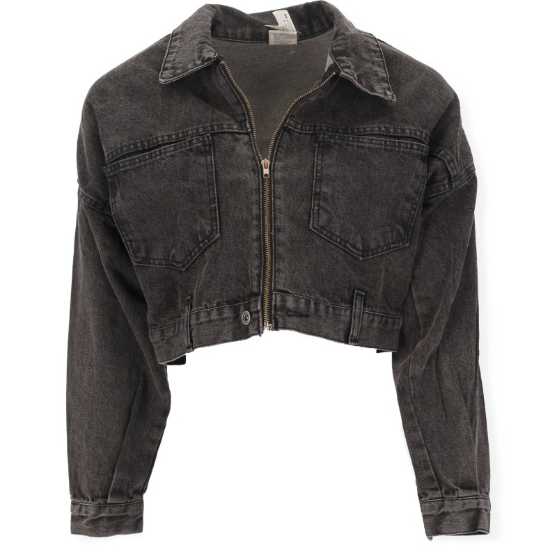 DEFILE Κοντό Γυναικείο Τζιν Μπουφάν Black Denim DEFILE Κοντό Γυναικείο Τζιν Μπουφάν Black Denim