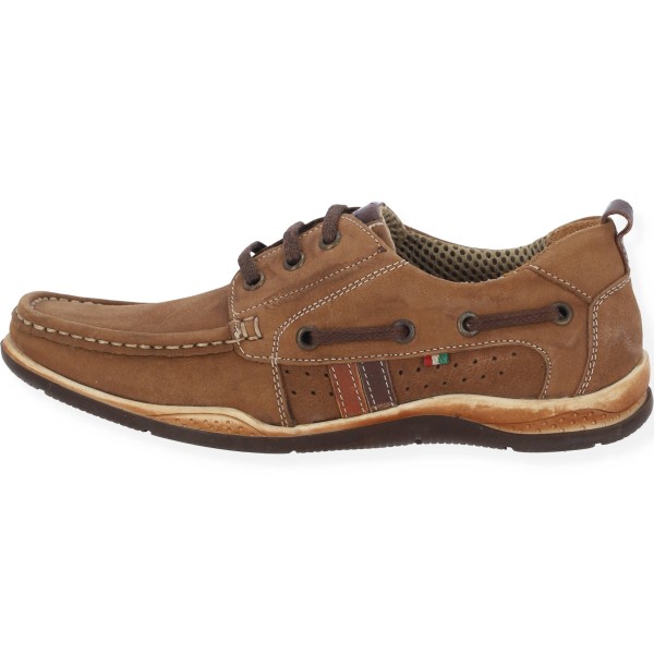 TKN COMFORT ΔΕΡΜΑΤΙΝΑ ΑΝΔΡΙΚΑ BOAT SHOES ΣΕ ΚΑΦΕ ΧΡΩΜΑ