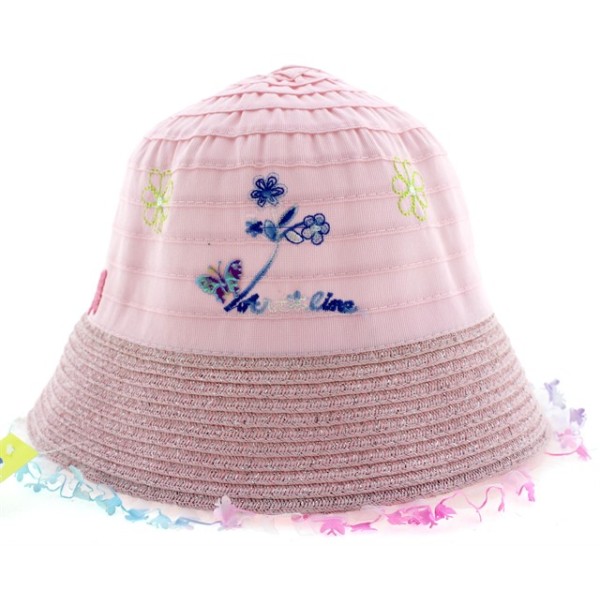 Παιδικό καπέλο υφασμάτινο ροζ χρώμα με σχέδια