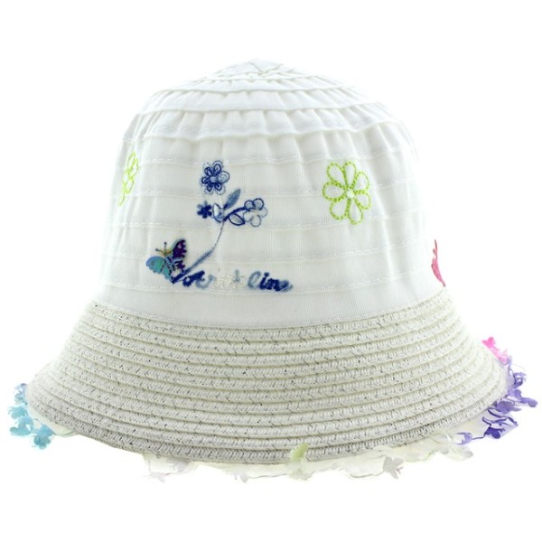 Παιδικό καπέλο υφασμάτινο άσπρο χρώμα με σχέδια