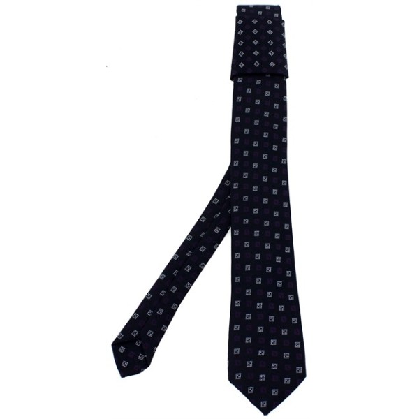 Γραβάτα μπλε σκούρο με σχέδιο και μαντήλι