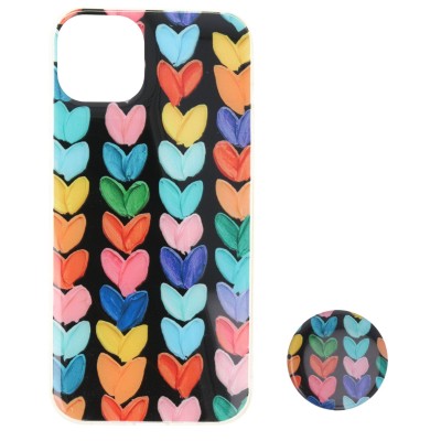Back Cover Θήκη Με Σχέδιο Καρδούλες Και Popsocket (Iphone 15 Plus)