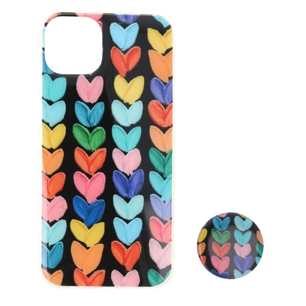 Back Cover Θήκη Με Σχέδιο Καρδούλες Και Popsocket (Iphone 15 Plus)