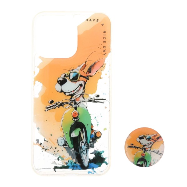 Back Cover Θήκη Διάφανη Με Σχέδιο Σκύλος Και Popsocket (Iphone 15 Pro Max)