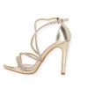 Γυναικεία Δερμάτινα Πέδιλα με Στρας σε Χρυσό Χρώμα