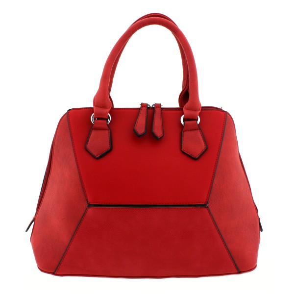 Γυναικεία τσάντα κόκκινο με διπλό φερμουάρ δερματίνη σε τρεις υφές