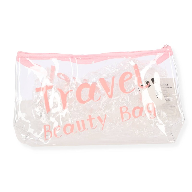 Νεσεσέρ Διαφανές σε Ροζ Χρώμα 30*16 Travel Beauty Bag