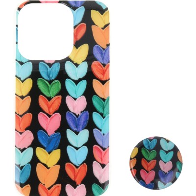 Back Cover Θήκη Με Σχέδιο Καρδούλες Και Popsocket (Iphone 15 Pro)