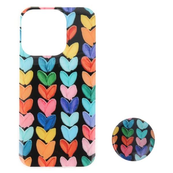 Back Cover Θήκη Με Σχέδιο Καρδούλες Και Popsocket (Iphone 15 Pro) Είδη Τεχνολογίας