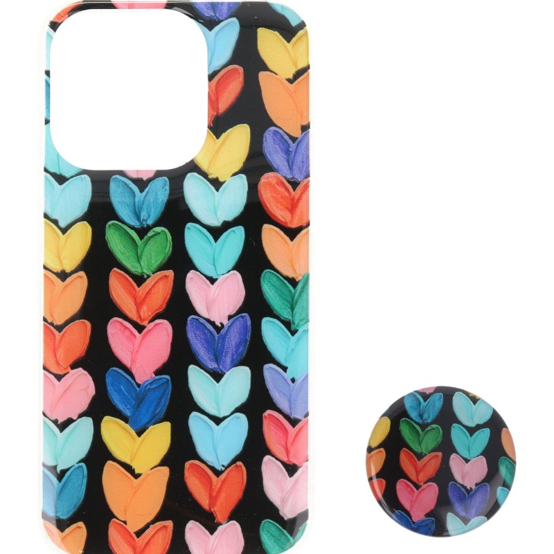 Back Cover Θήκη Με Σχέδιο Καρδούλες Και Popsocket (Iphone 15 Pro)