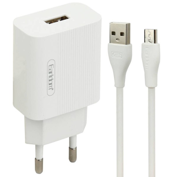 Earldom ES-201 Σετ Φόρτισης 2.1Α Με θύρα USB και Καλώδιο USB σε Micro