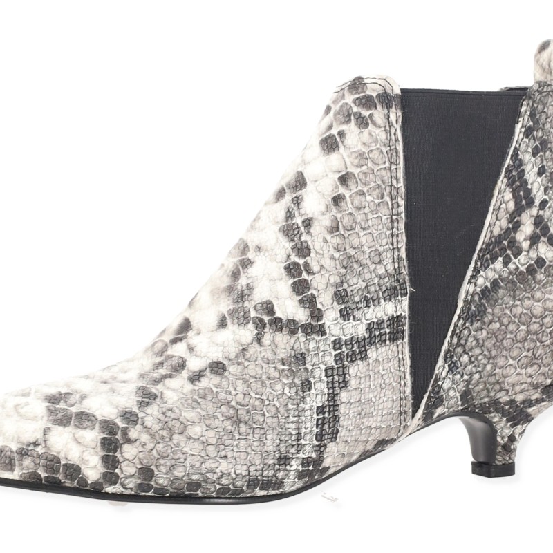 PAYLAN Δερμάτινα Μποτάκια Με Λεπτό Τακούνι - Snake Print