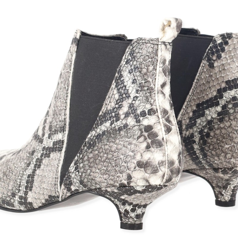 PAYLAN Δερμάτινα Μποτάκια Με Λεπτό Τακούνι - Snake Print