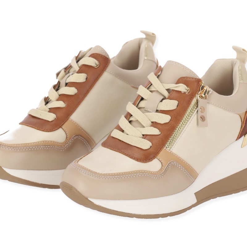 Γυναικεία Sneakers Δερματίνη Πλατφόρμα Δετά