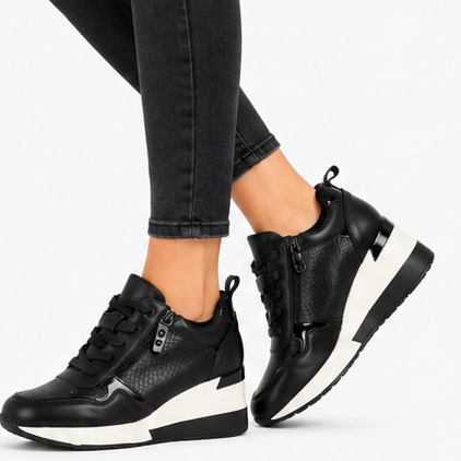 Γυναικεία Sneakers Δερματίνη Πλατφόρμα Δετά
