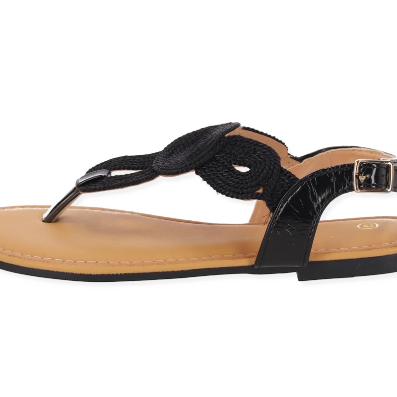 ALTA MODA Γυναικεία Σανδάλια Flat με Διχάλα σε μαύρο χρώμα