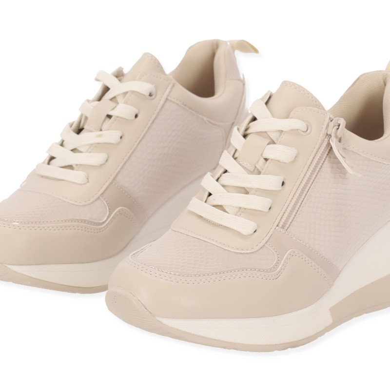 Mplus Γυναικεία Sneakers Δετά σε Εκρού Χρώμα Mplus Γυναικεία Sneakers Δετά σε Εκρού Χρώμα