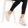 Mplus Γυναικεία Sneakers Δετά σε Εκρού Χρώμα