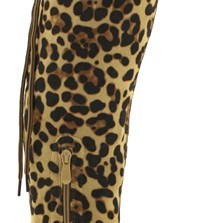 Γυναικείες ψηλές μπότες με χοντρό τακούνι animal print / λεοπάρ - σουέτ Γυναικείες ψηλές μπότες με χοντρό τακούνι animal print / λεοπάρ - σουέτ