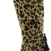 Γυναικείες ψηλές μπότες με χοντρό τακούνι animal print / λεοπάρ - πόνυ