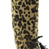 Γυναικείες ψηλές μπότες με χοντρό τακούνι animal print / λεοπάρ - πόνυ
