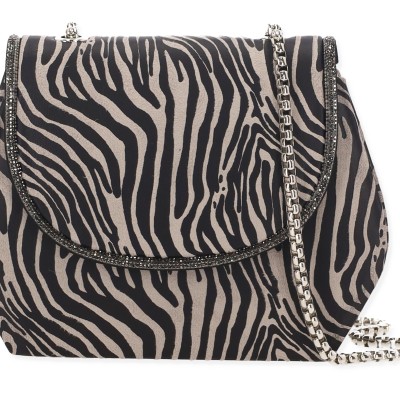 Γυναικείο Βραδινό Τσαντάκι Ανάγλυφο Animal Print Μαύρο - Γκρι