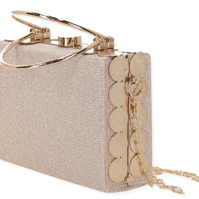 Γυναικείο Clutch σε Γυαλιστερό Ύφασμα με Χερούλι