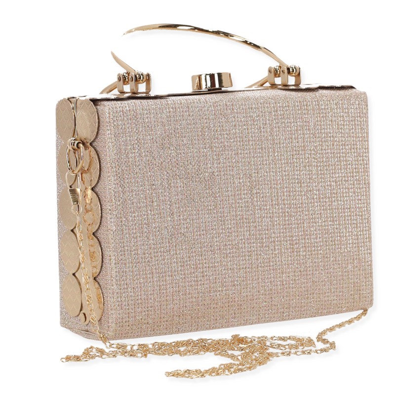 Γυναικείο Clutch σε Γυαλιστερό Ύφασμα με Χερούλι