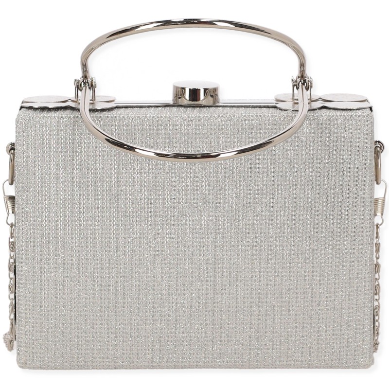 Γυναικείο Clutch σε Γυαλιστερό Ύφασμα με Χερούλι