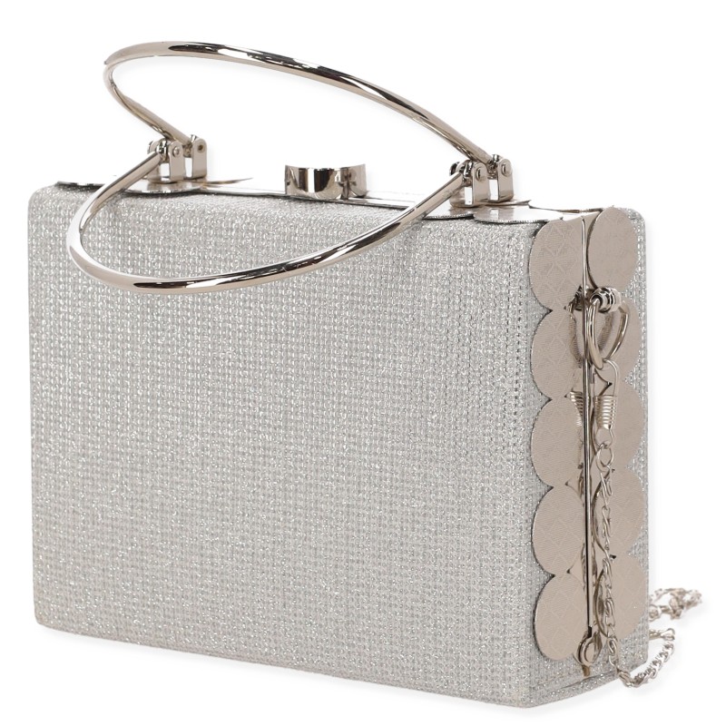 Γυναικείο Clutch σε Γυαλιστερό Ύφασμα με Χερούλι