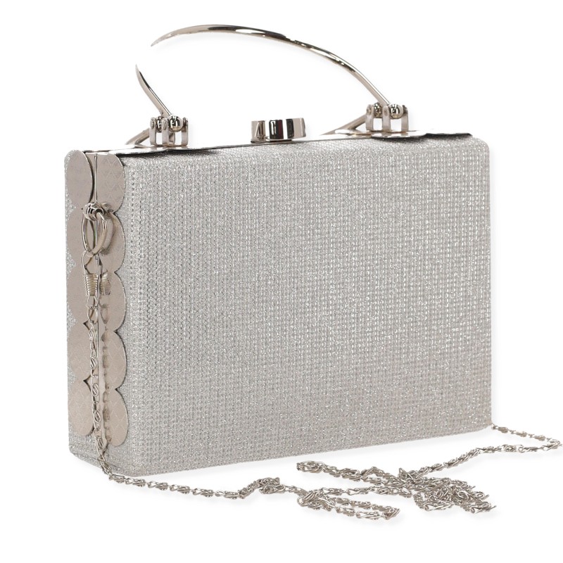 Γυναικείο Clutch σε Γυαλιστερό Ύφασμα με Χερούλι