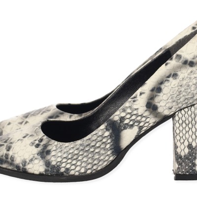 PAYLAN Δερμάτινες Γόβες με Χοντρό Τακούνι - Snake Print