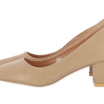 Sweet Shoes Γυναικεία Γόβα Δερματίνη σε Μπεζ Χρώμα