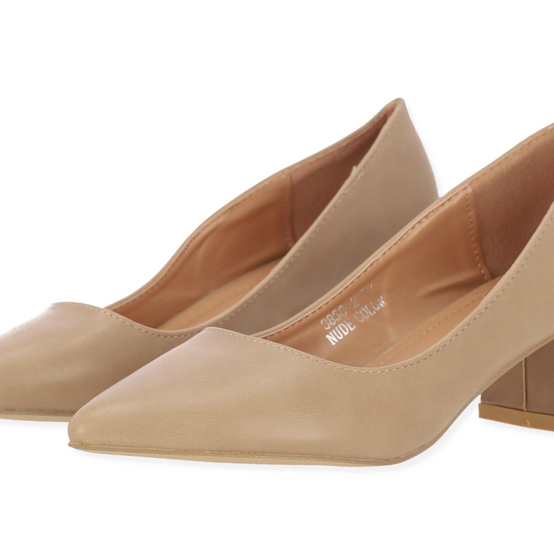Sweet Shoes Γυναικεία Γόβα Δερματίνη σε Μπεζ Χρώμα
