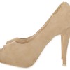 Fesini Γυναικεία Γόβα Peep toe Suede σε Μπεζ Χρώμα Fesini Γυναικεία Γόβα Peep toe Suede σε Μπεζ Χρώμα