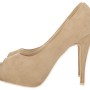 Fesini Γυναικεία Γόβα Peep toe Suede σε Μπεζ Χρώμα