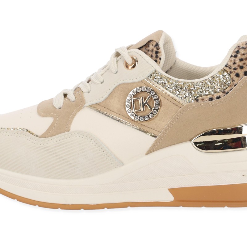 Γυναικεία Sneakers Δερματίνη με Λεοπάρ Λεπτομέρειες Γυναικεία Sneakers Δερματίνη με Λεοπάρ Λεπτομέρειες