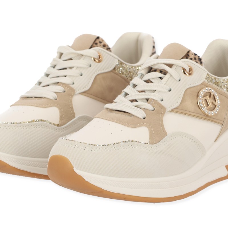 Γυναικεία Sneakers Δερματίνη με Λεοπάρ Λεπτομέρειες Γυναικεία Sneakers Δερματίνη με Λεοπάρ Λεπτομέρειες