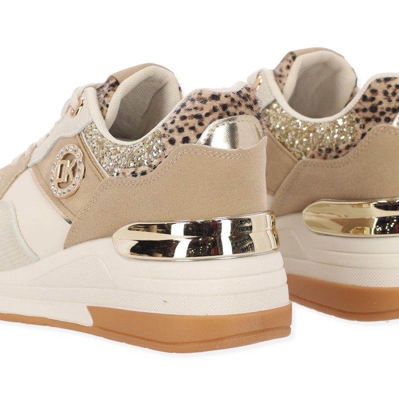 Γυναικεία Sneakers Δερματίνη με Λεοπάρ Λεπτομέρειες Γυναικεία Sneakers Δερματίνη με Λεοπάρ Λεπτομέρειες