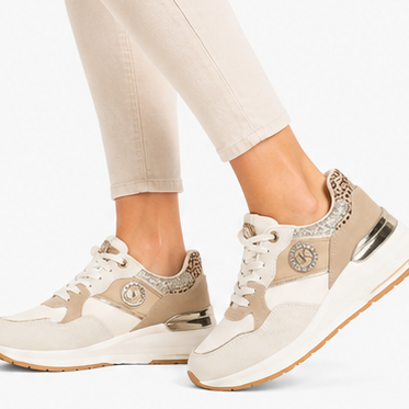 Γυναικεία Sneakers Δερματίνη με Λεοπάρ Λεπτομέρειες
