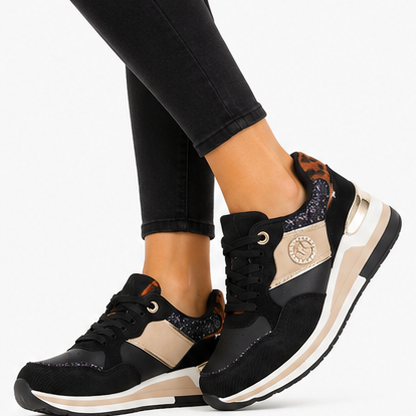 Γυναικεία Sneakers Δερματίνη με Λεοπάρ Λεπτομέρειες Γυναικεία Sneakers Δερματίνη με Λεοπάρ Λεπτομέρειες