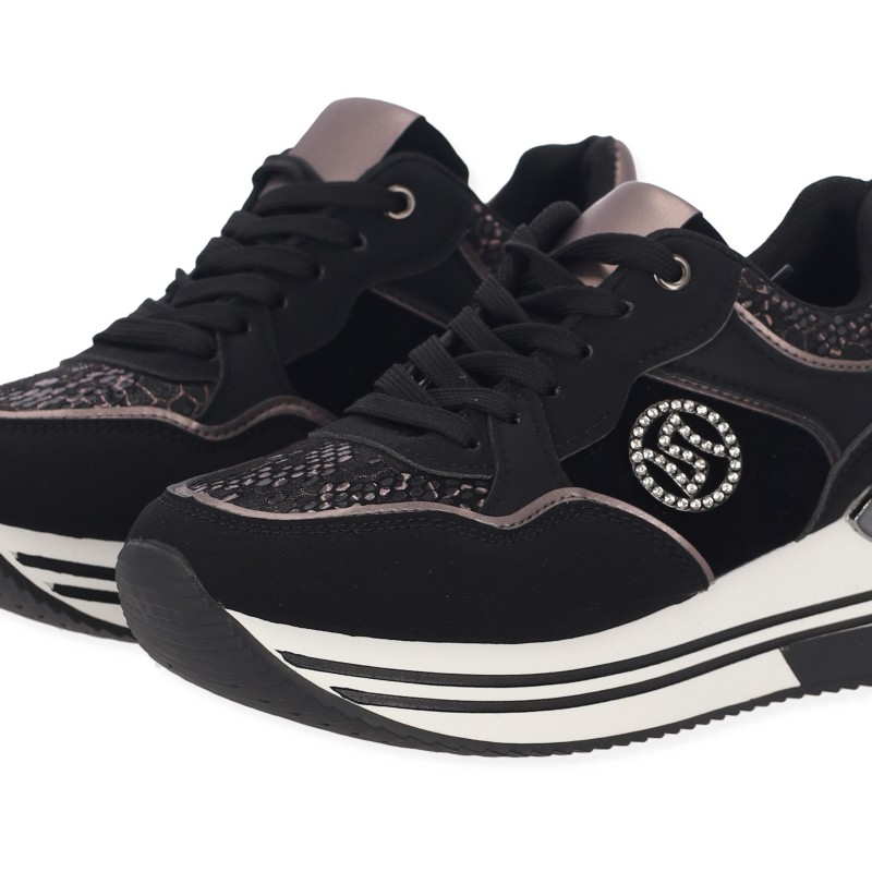 Γυναικεία Sneakers Μαύρα Δερματίνη