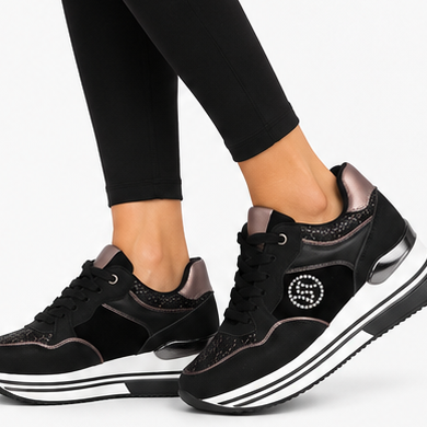 Γυναικεία Sneakers Μαύρα Δερματίνη