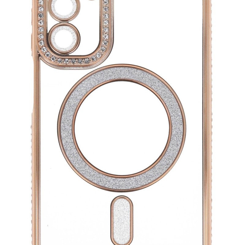 Back Cover Θήκη Σιλικόνης Με Τζαμάκι Κάμερας, Magsafe, Στρασάκια Και Γκλίτερ (Samsung Galaxy A15)
