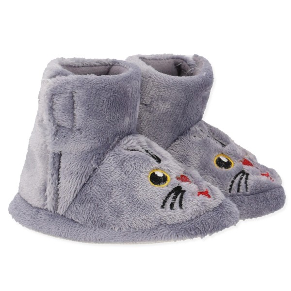 PANDUF  ΠΑΙΔΙΚΕΣ ΠΑΝΤΟΦΛΕΣ ΜΠΟΤΑΚΙΑ ΜΕ ΣΧΕΔΙΟ ΓΑΤΑΚΙ  ΣΕ ΓΚΡΙ ΧΡΩΜΑ