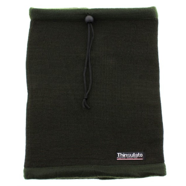 Κασκόλ λαιμού πλεκτό με fleece επένδυση σε χακί χρώμα - Thinsulato