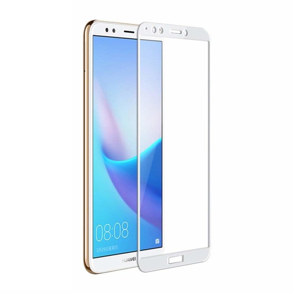 Fullscreen Tempered Glass Άσπρο (Huawei Y6 2018/ Huawei Y6 Prime 2018/ Honor 7A)