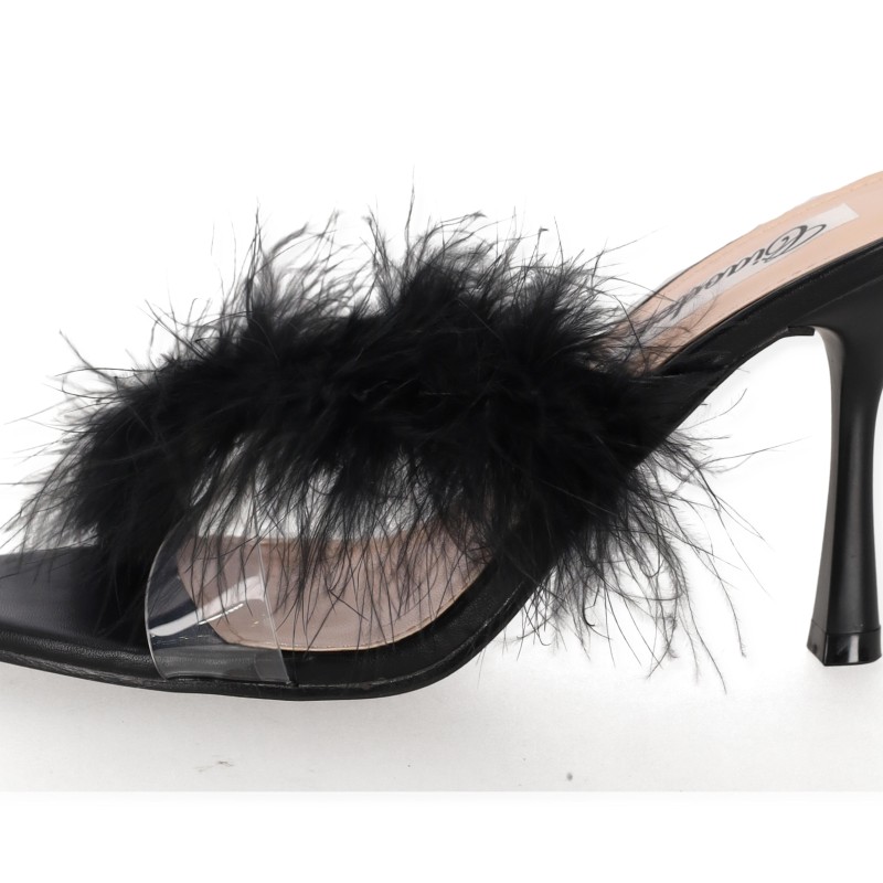 CΙΑADEA  Νυφικές Παντόφλες με Πούπουλα και Τακόυνι
